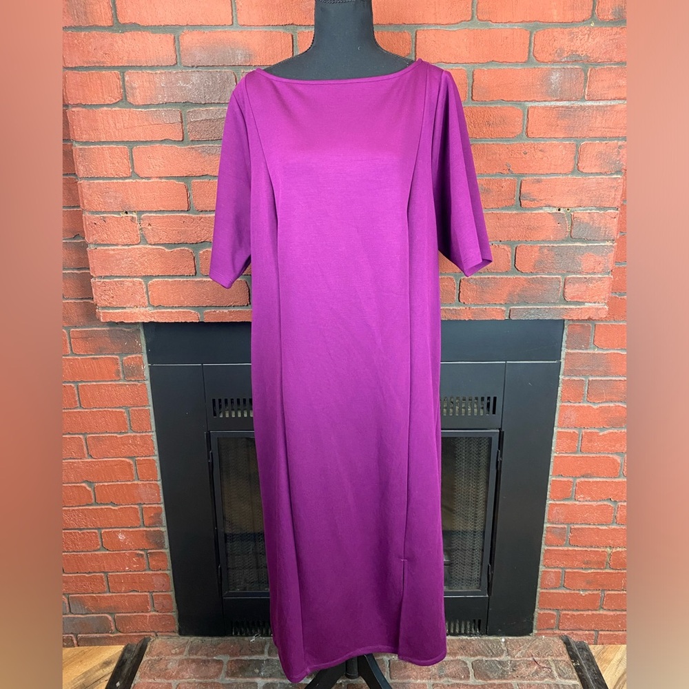Torrid Midi Studio Cupro‎ BoatNeck BodyCon Dress Dark Purple Size 2